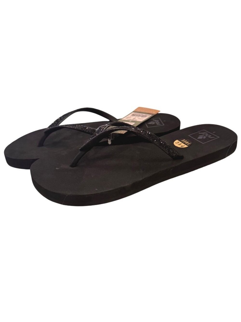 Reef Mist II Size 8 Beach Flip Flop Glitter Black NWT Sandal